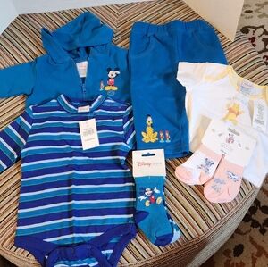 NWT Lot of 6 Disney Store Baby Clothes 3 9 12 Months Mickey Pluto Minnie